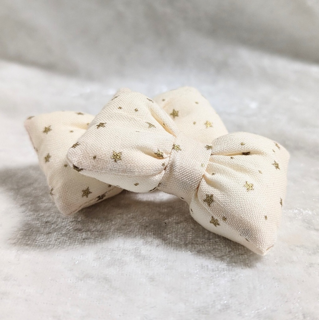 ミニチュアリボンクッション/ゴールドスター オフホワイト・2個