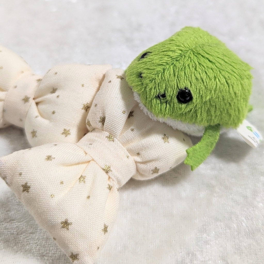 ミニチュアリボンクッション/ゴールドスター オフホワイト・2個