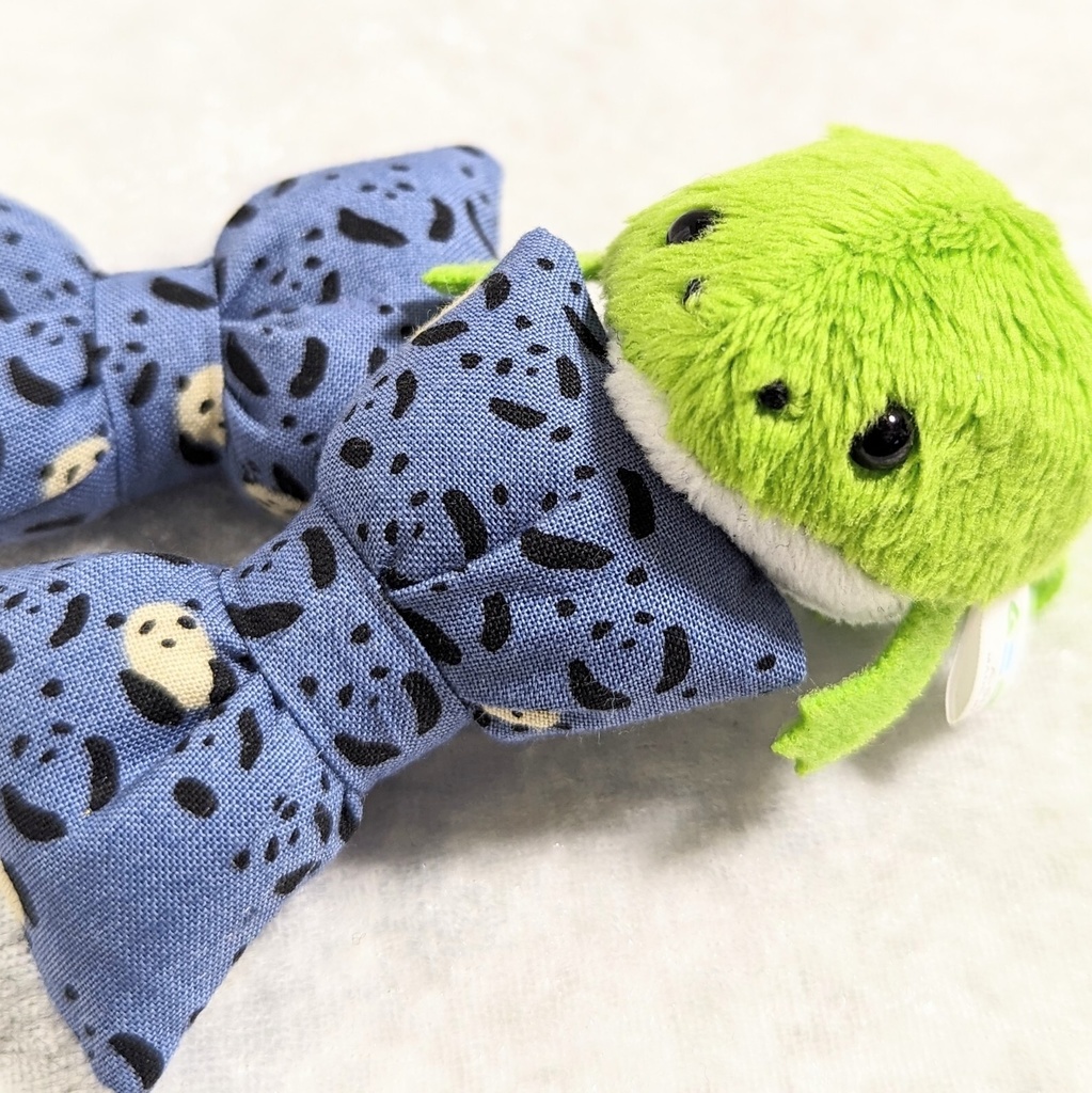 ミニチュアリボンクッション/パンダ柄・ブルー・2個