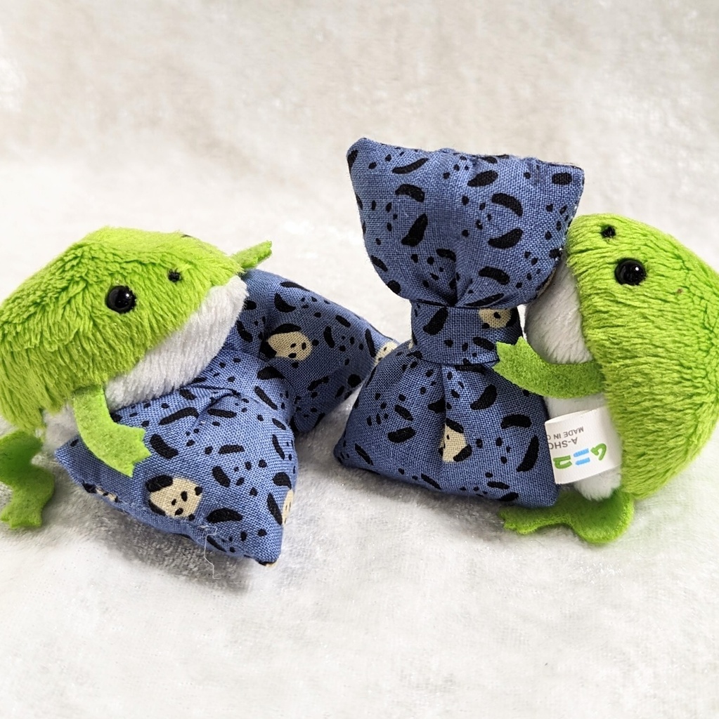 ミニチュアリボンクッション/パンダ柄・ブルー・2個