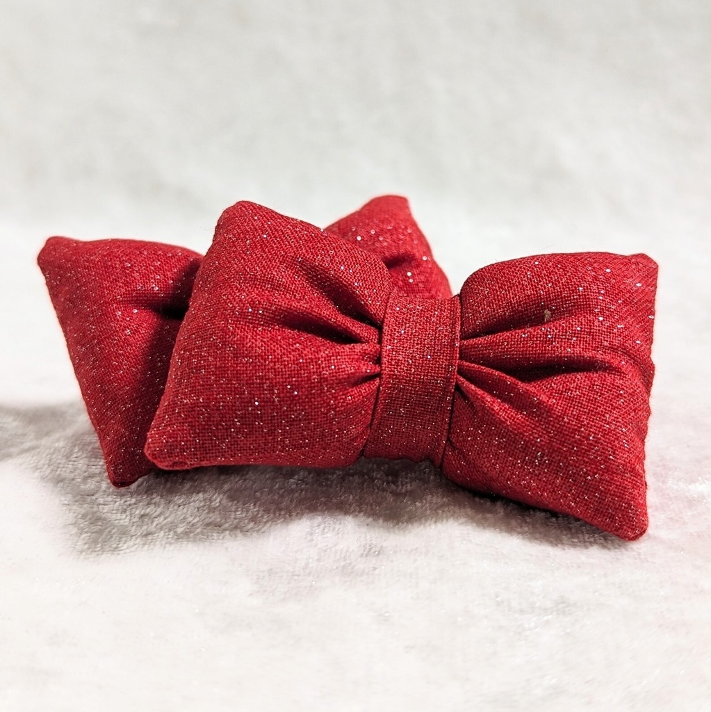 ミニチュアリボンクッション/グリッター生地+赤色・2個