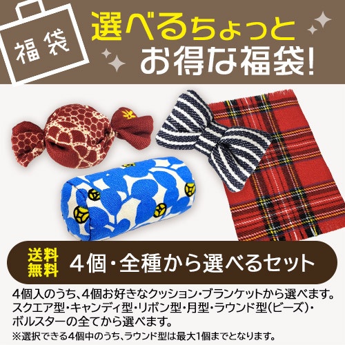 8/1(土)~【送料込み】選べるちょっとお得な福袋 4個ver/クッション&ブランケットから選べます