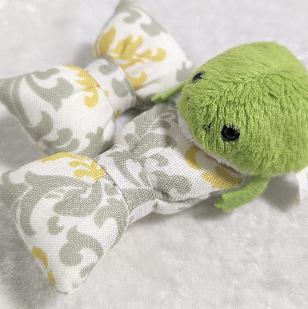 ミニチュアリボンクッション/アラベスク柄 イエロー・2個