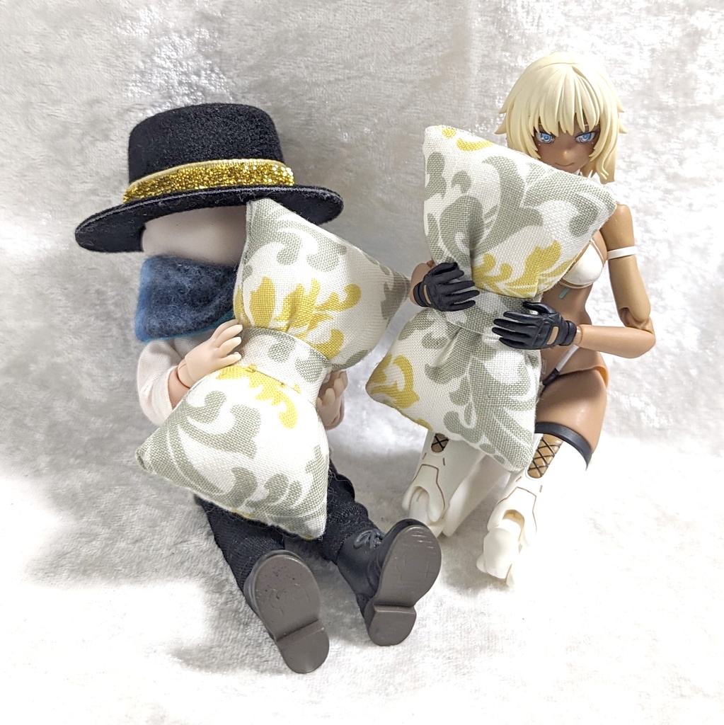 ミニチュアリボンクッション/アラベスク柄 イエロー・2個