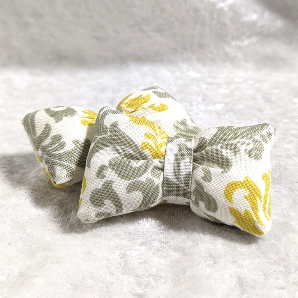 ミニチュアリボンクッション/アラベスク柄 イエロー・2個