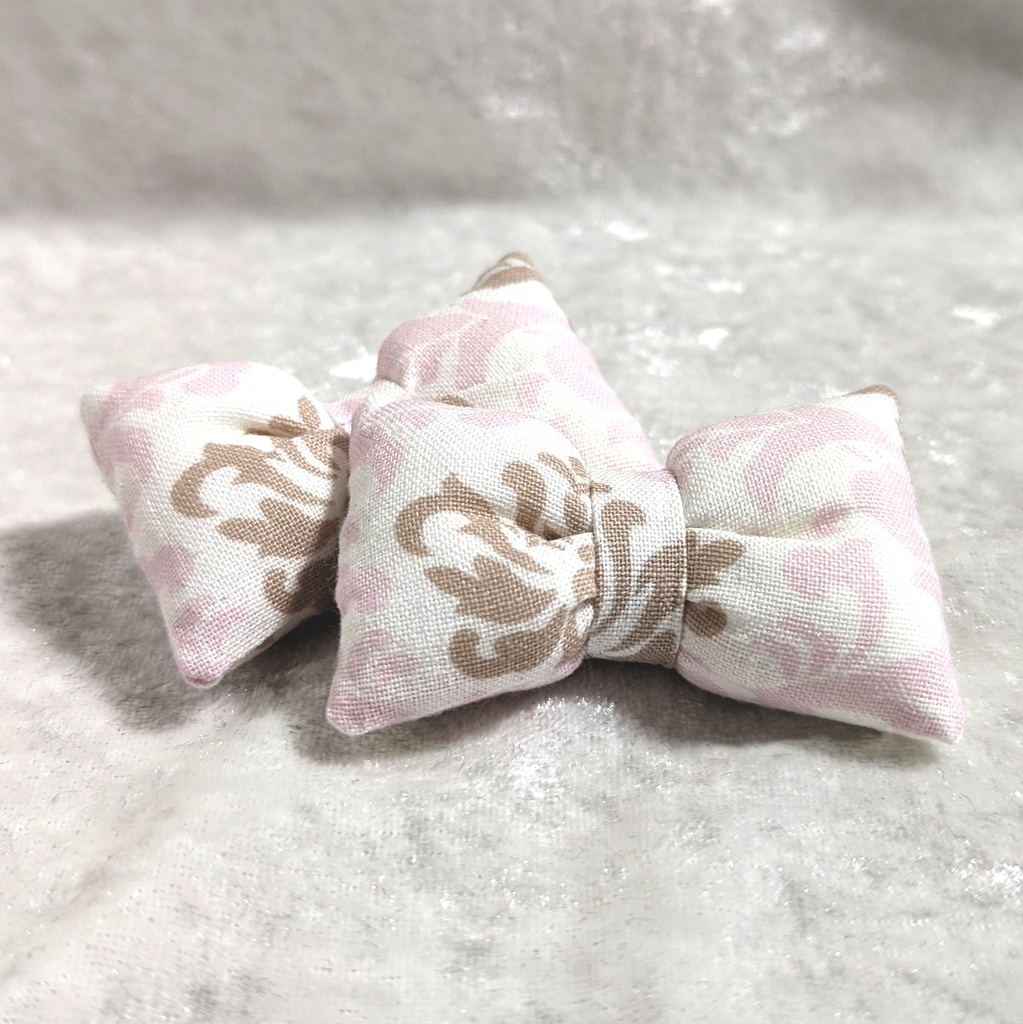 ミニチュアリボンクッション/アラベスク柄 ピンク・2個