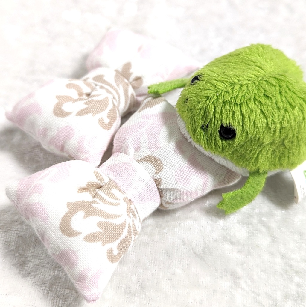 ミニチュアリボンクッション/アラベスク柄 ピンク・2個