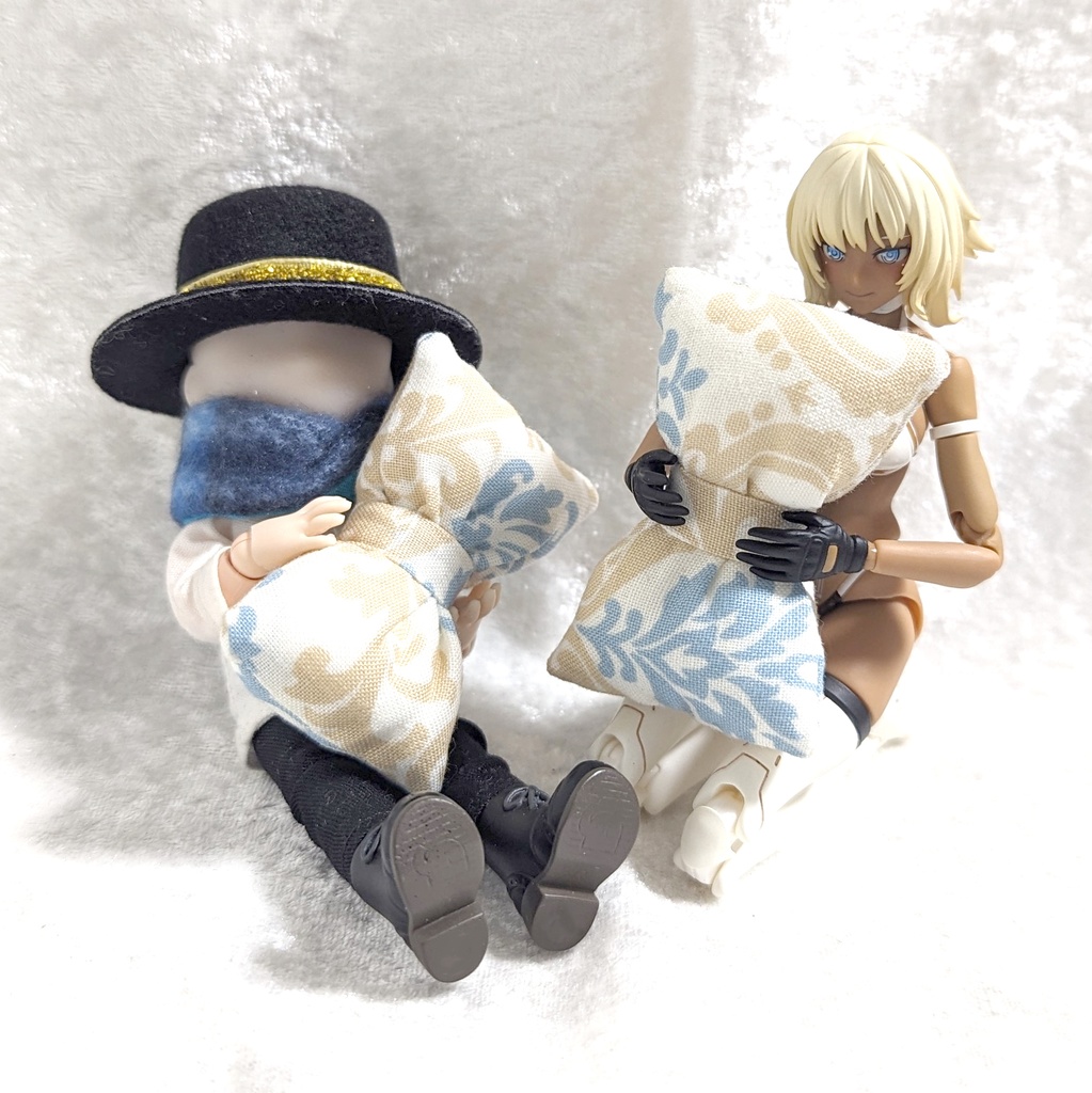 ミニチュアリボンクッション/アラベスク柄 ライトブルー・2個