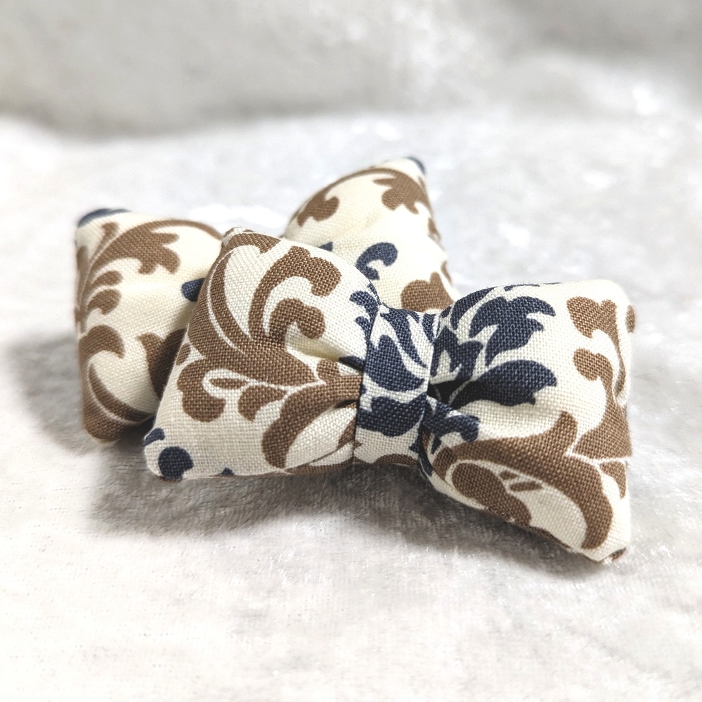 ミニチュアリボンクッション/アラベスク柄 ブラウン・2個
