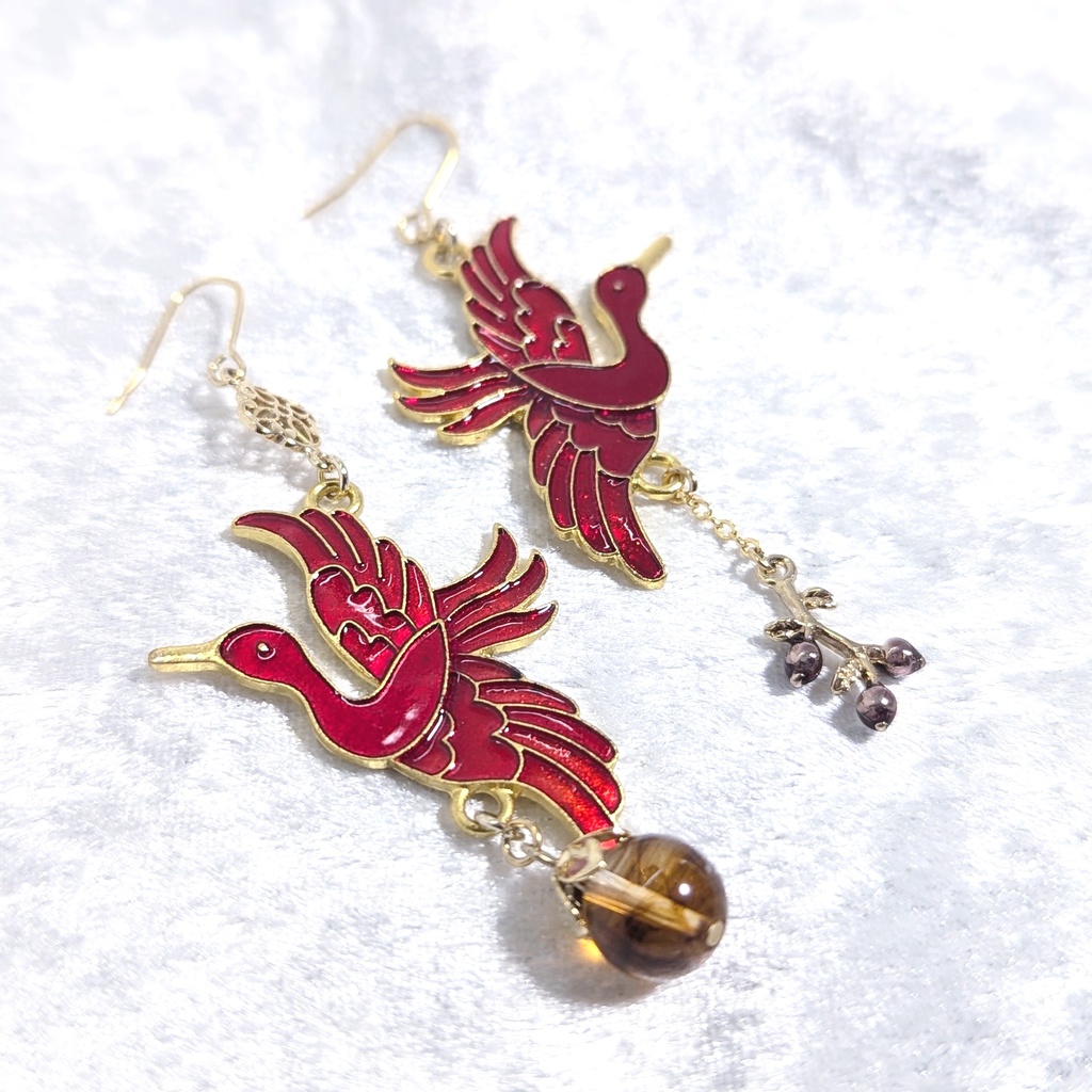 ゴールド・鳳凰のピアス/イヤリング