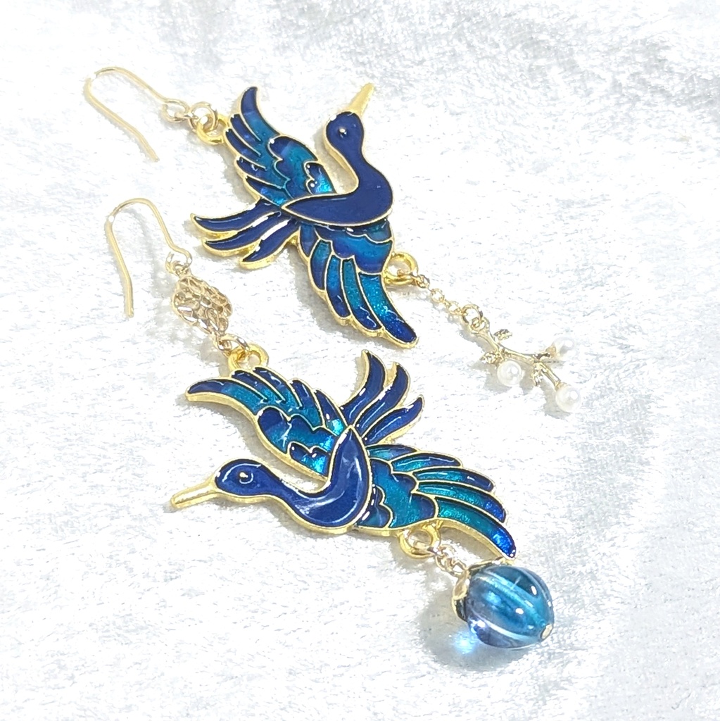 ゴールド・鳳凰のピアス/イヤリング