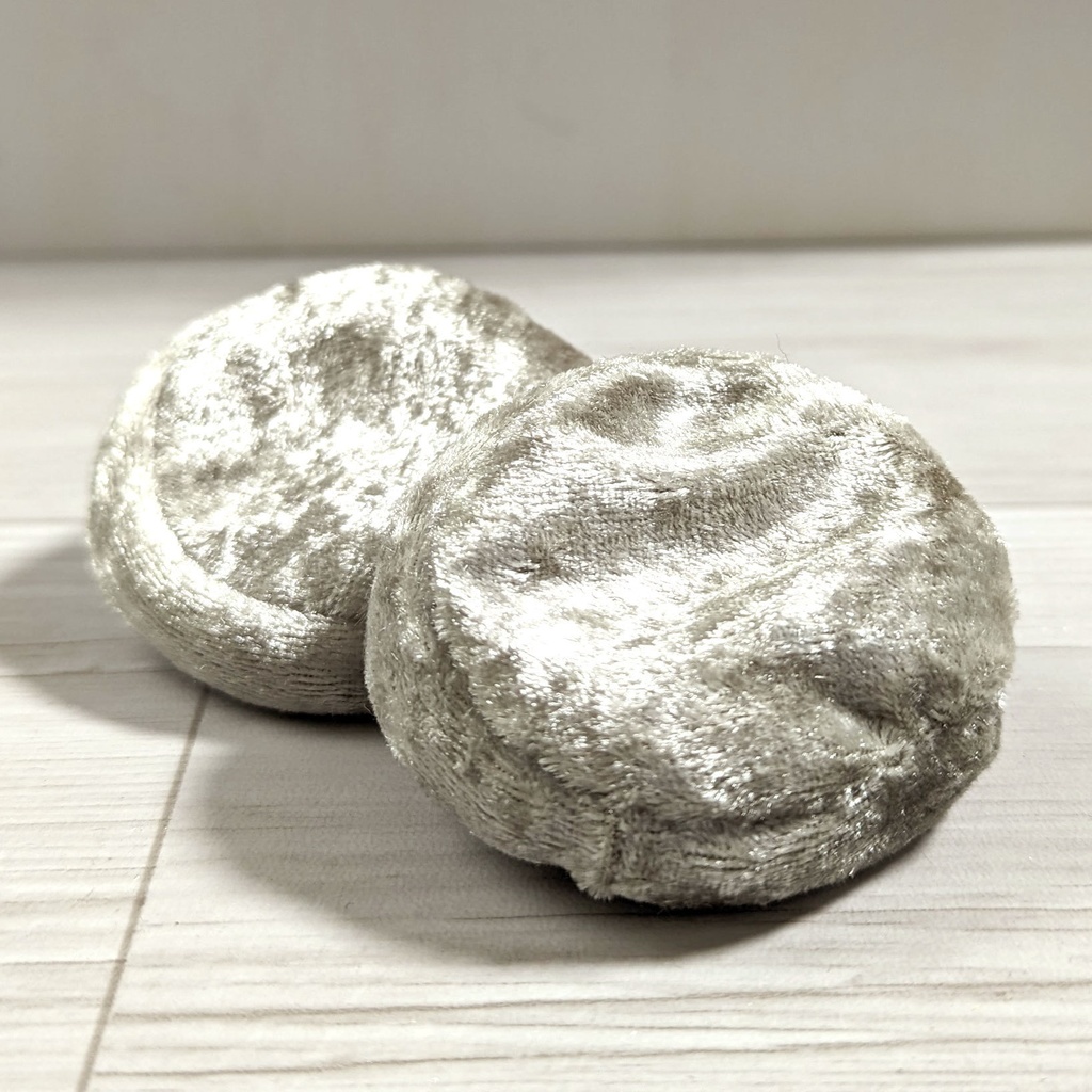 ミニチュアビーズクッション/ラウンド型 ベロア生地シルバー・2個