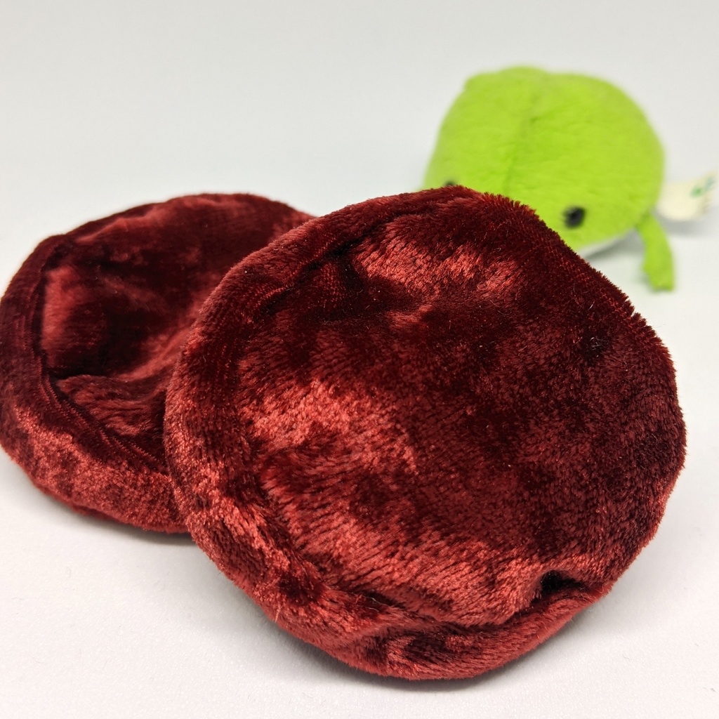 ミニチュアビーズクッション/ラウンド型 ベロア生地レッド・2個