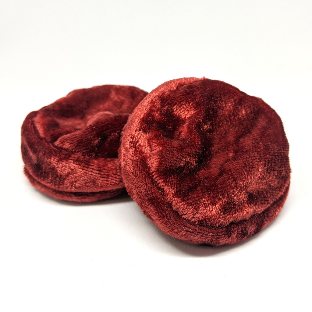 ミニチュアビーズクッション/ラウンド型 ベロア生地レッド・2個