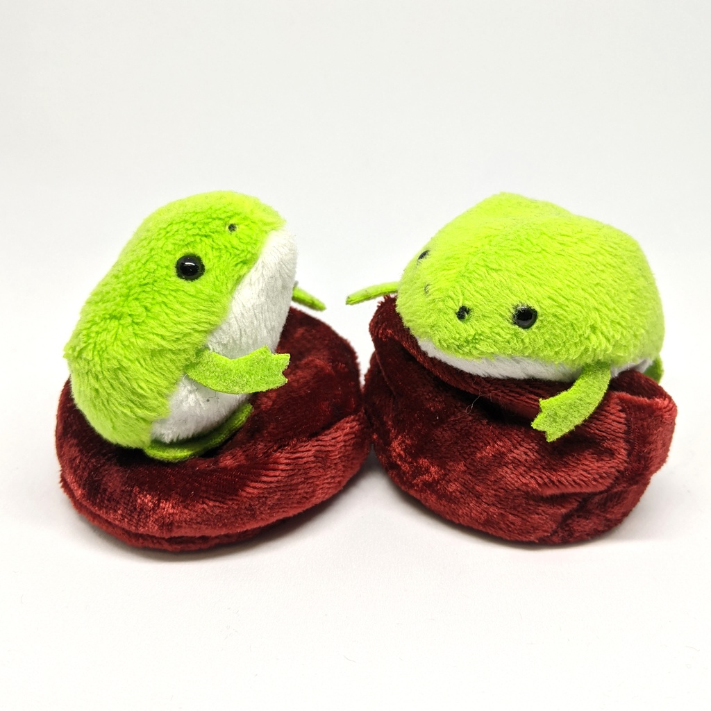 ミニチュアビーズクッション/ラウンド型 ベロア生地レッド・2個