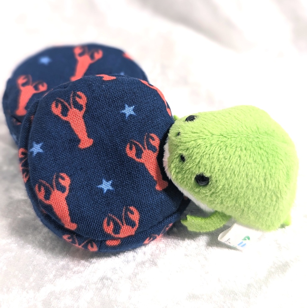 ミニチュアビーズクッション/ラウンド型 ロブスター柄ブルー・2個