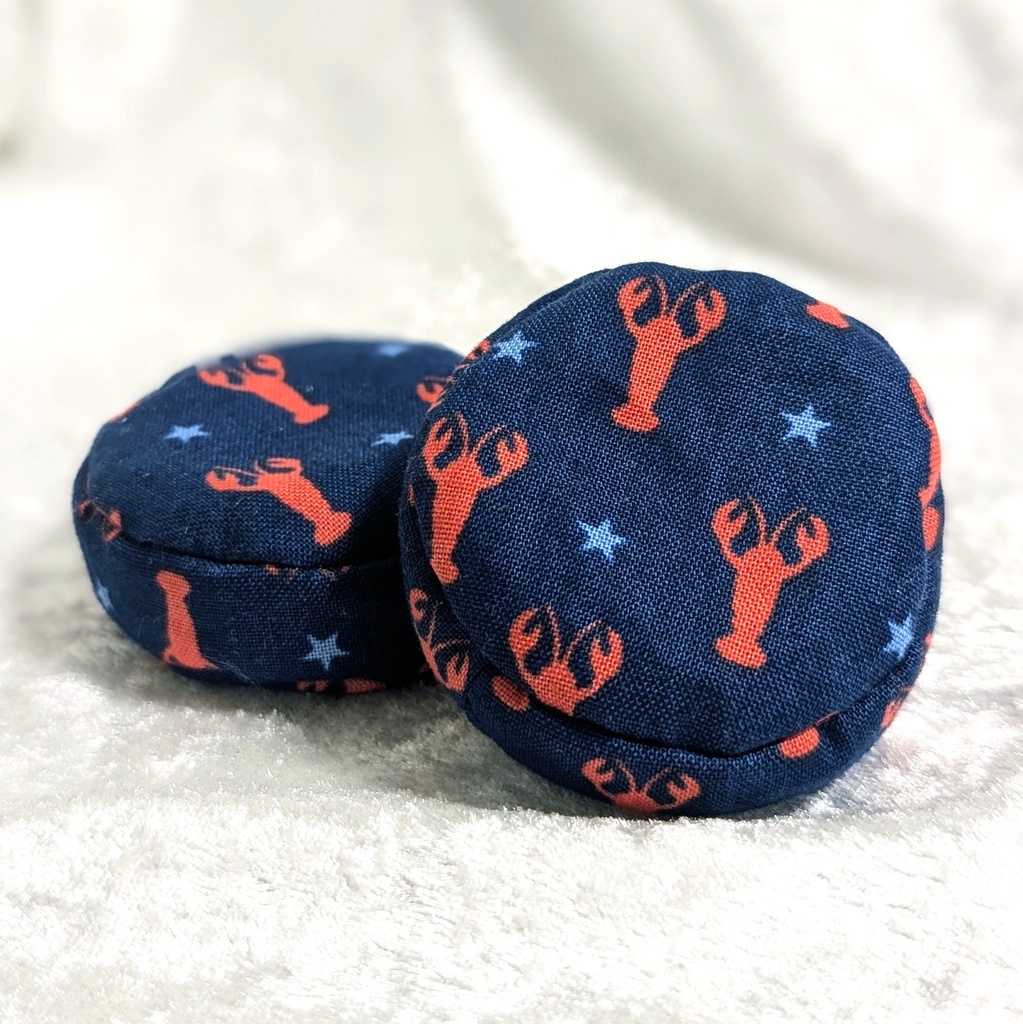 ミニチュアビーズクッション/ラウンド型 ロブスター柄ブルー・2個