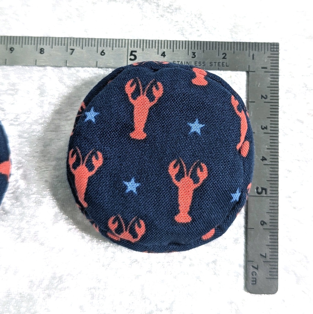 ミニチュアビーズクッション/ラウンド型 ロブスター柄ブルー・2個