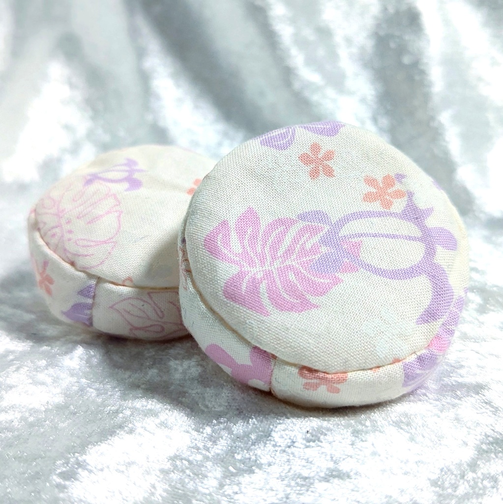 ミニチュアビーズクッション/ラウンド型 ハワイアン柄 薄紫・2個