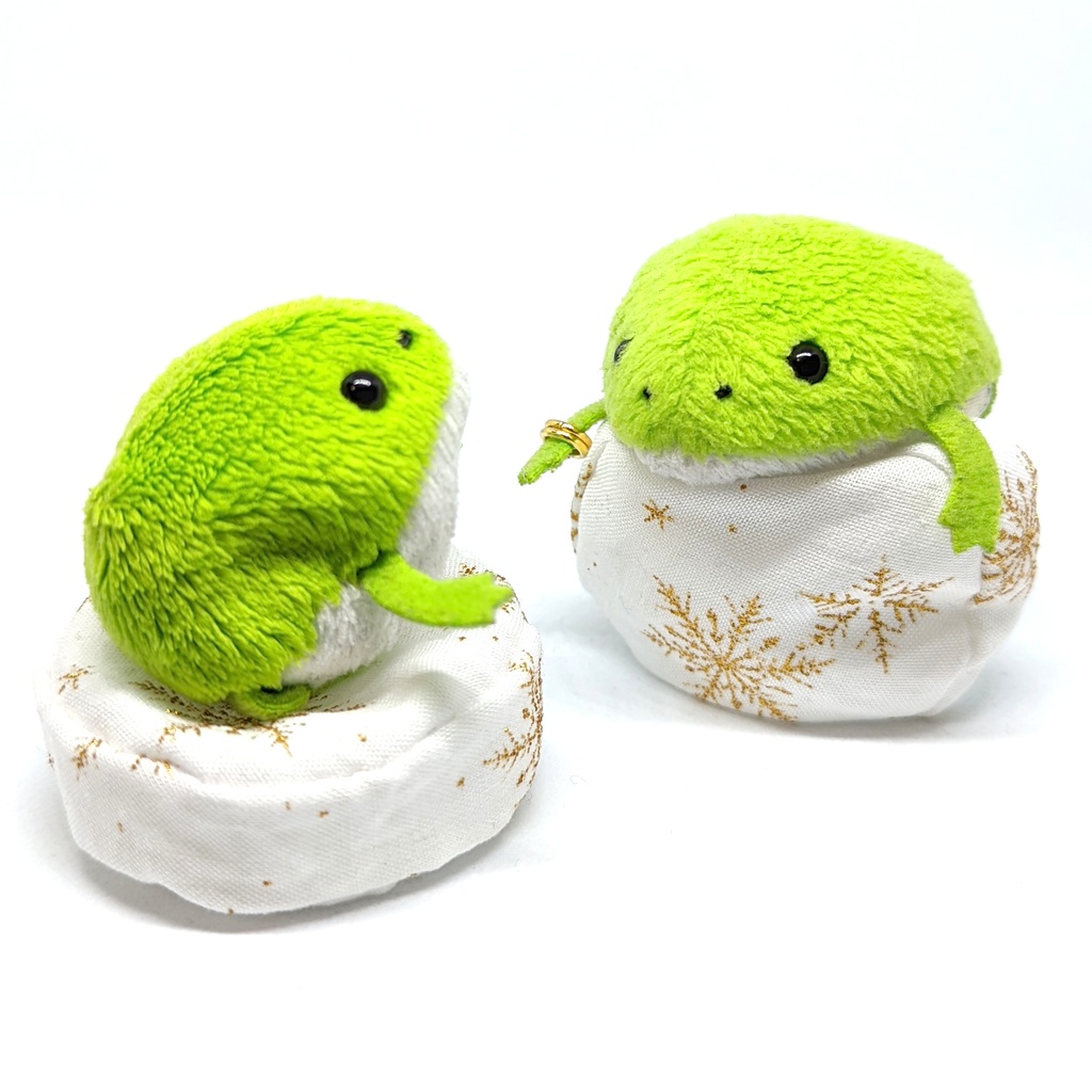 ミニチュアビーズクッション/ラウンド型 スノーフレーク白/ゴールド・2個