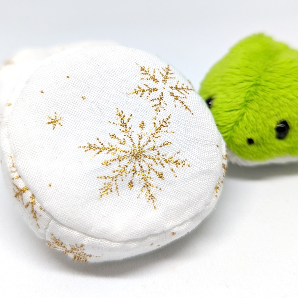 ミニチュアビーズクッション/ラウンド型 スノーフレーク白/ゴールド・2個