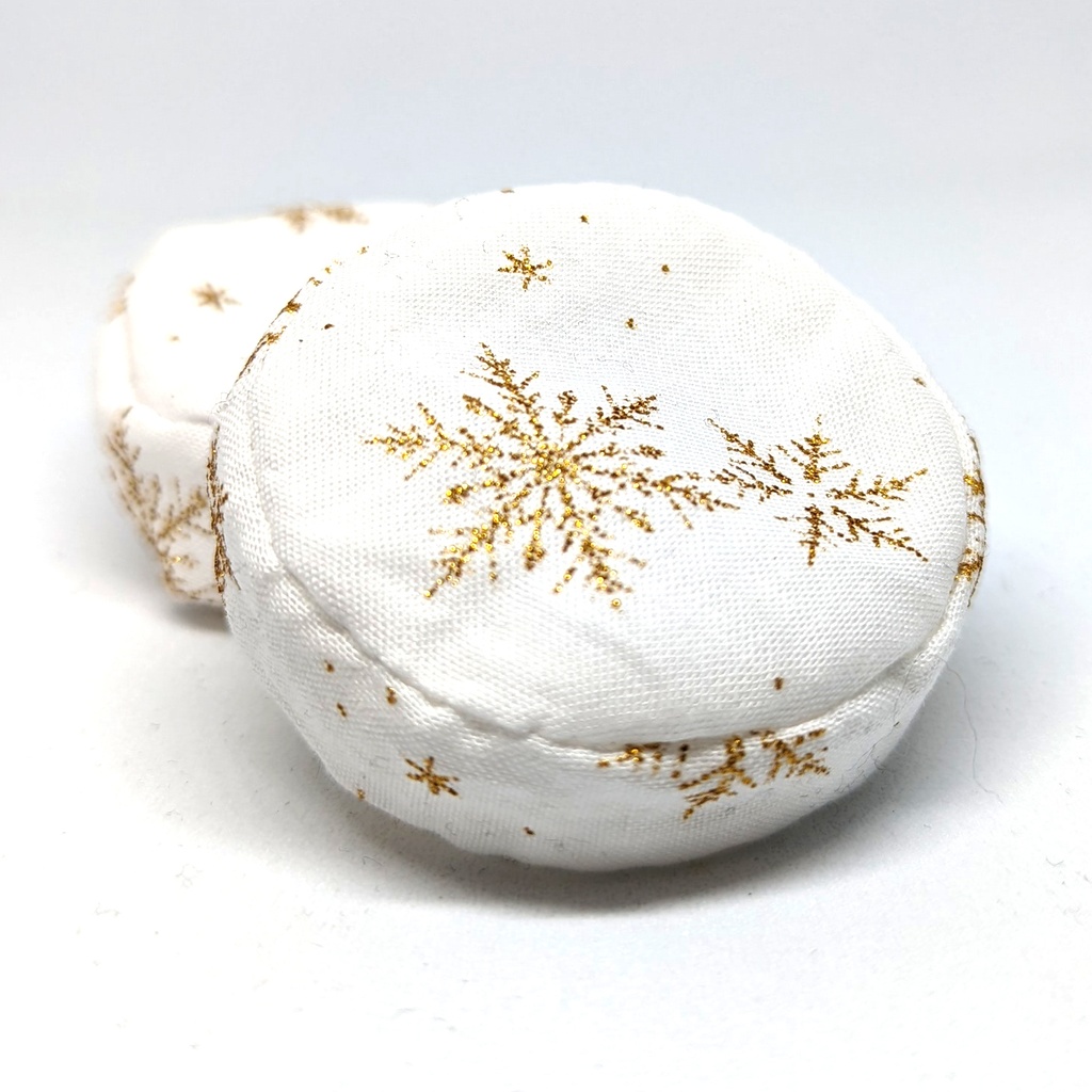 ミニチュアビーズクッション/ラウンド型 スノーフレーク白/ゴールド・2個
