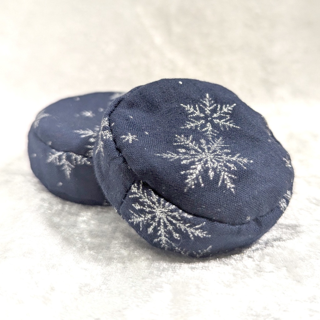 ミニチュアビーズクッション/ラウンド型 スノーフレーク紺/シルバー・2個