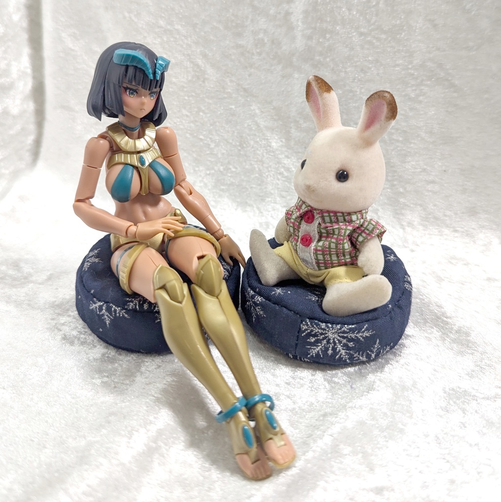 ミニチュアビーズクッション/ラウンド型 スノーフレーク紺/シルバー・2個