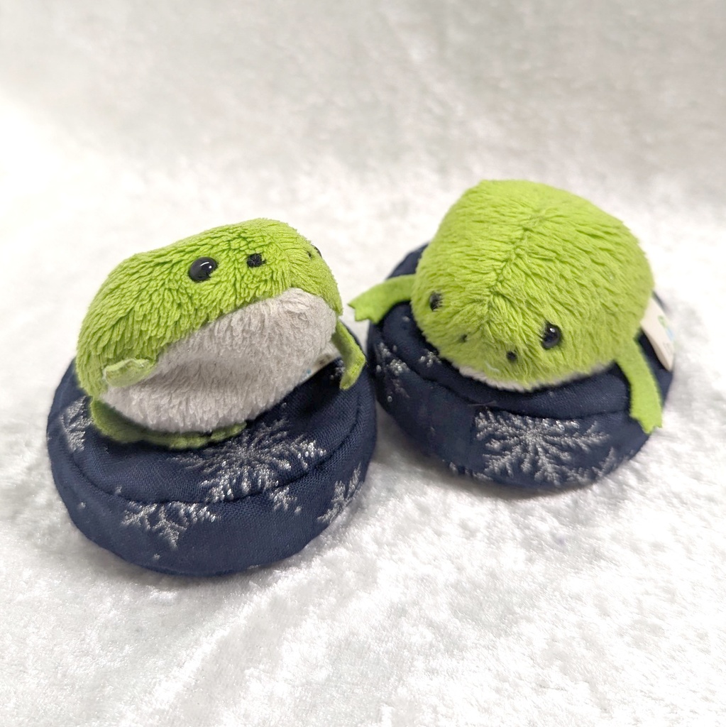 ミニチュアビーズクッション/ラウンド型 スノーフレーク紺/シルバー・2個