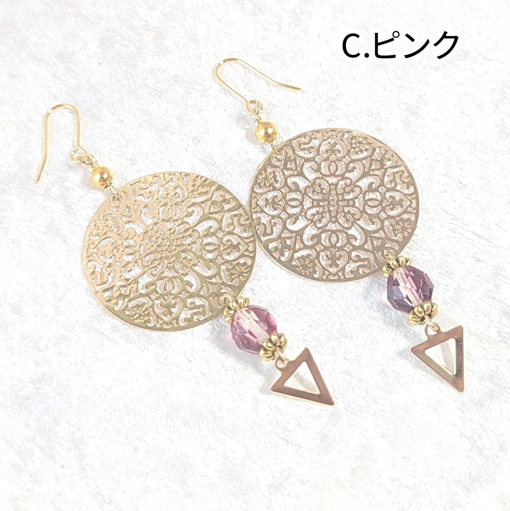 ゴールド・オリエンタル透かしピアス/イヤリング