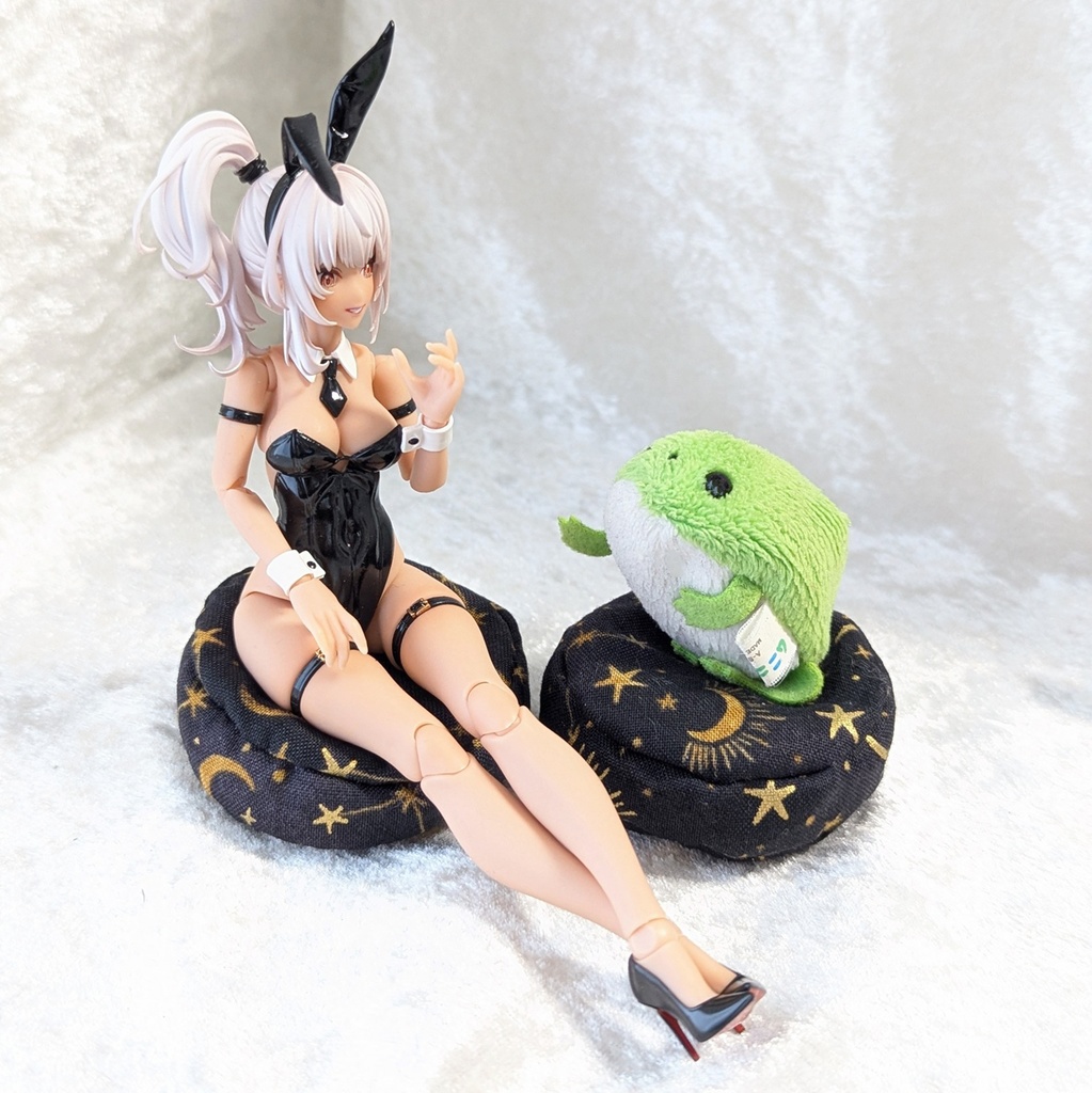 ミニチュアビーズクッション/ラウンド型 天体柄ブラック・2個