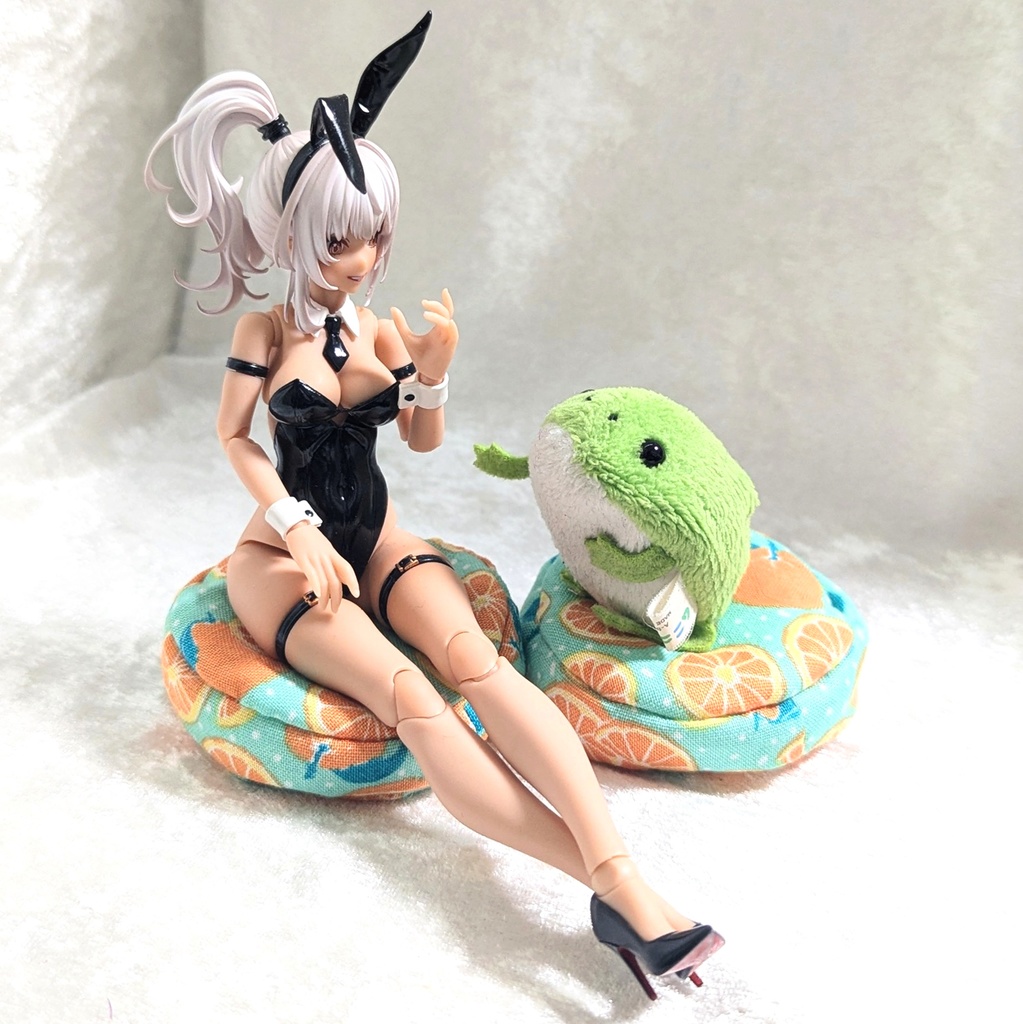 ミニチュアビーズクッション/ラウンド型 オレンジ柄・2個