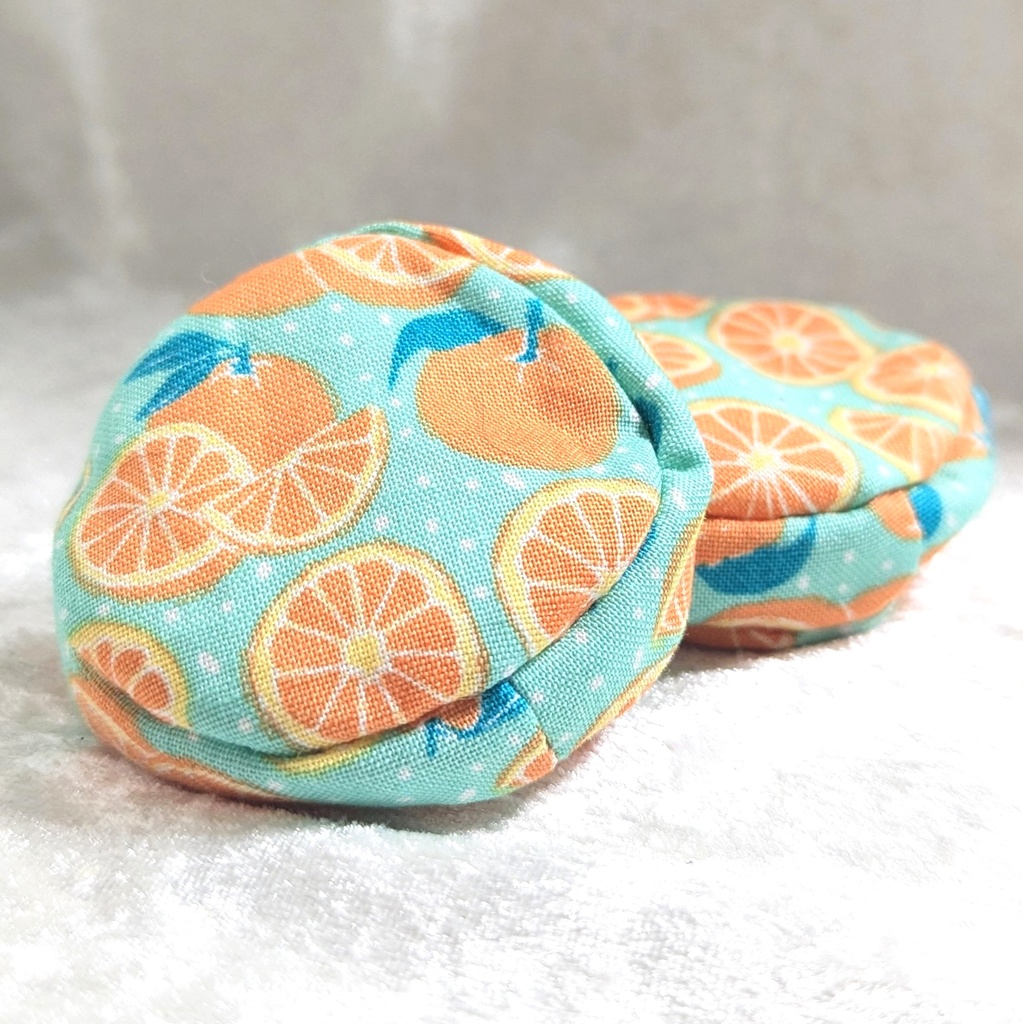 ミニチュアビーズクッション/ラウンド型 オレンジ柄・2個
