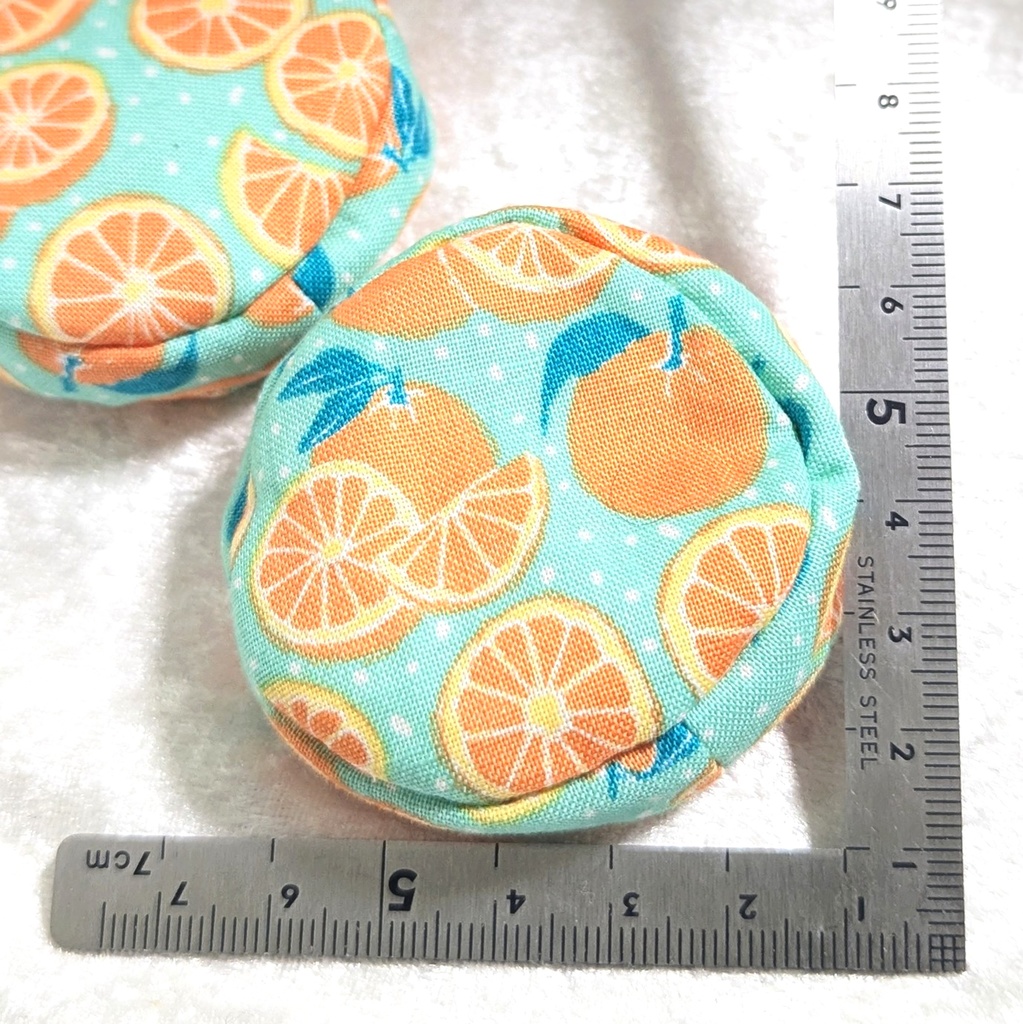ミニチュアビーズクッション/ラウンド型 オレンジ柄・2個