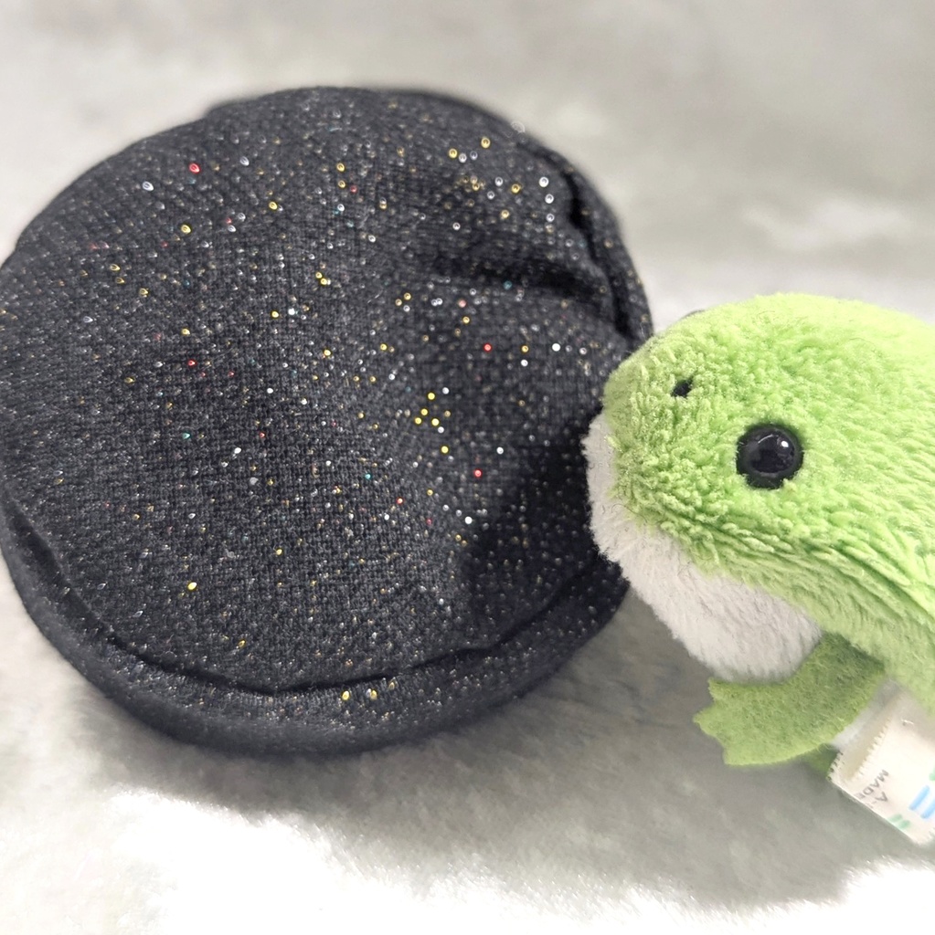 ミニチュアビーズクッション/ラウンド型 グリッター生地+黒色・2個