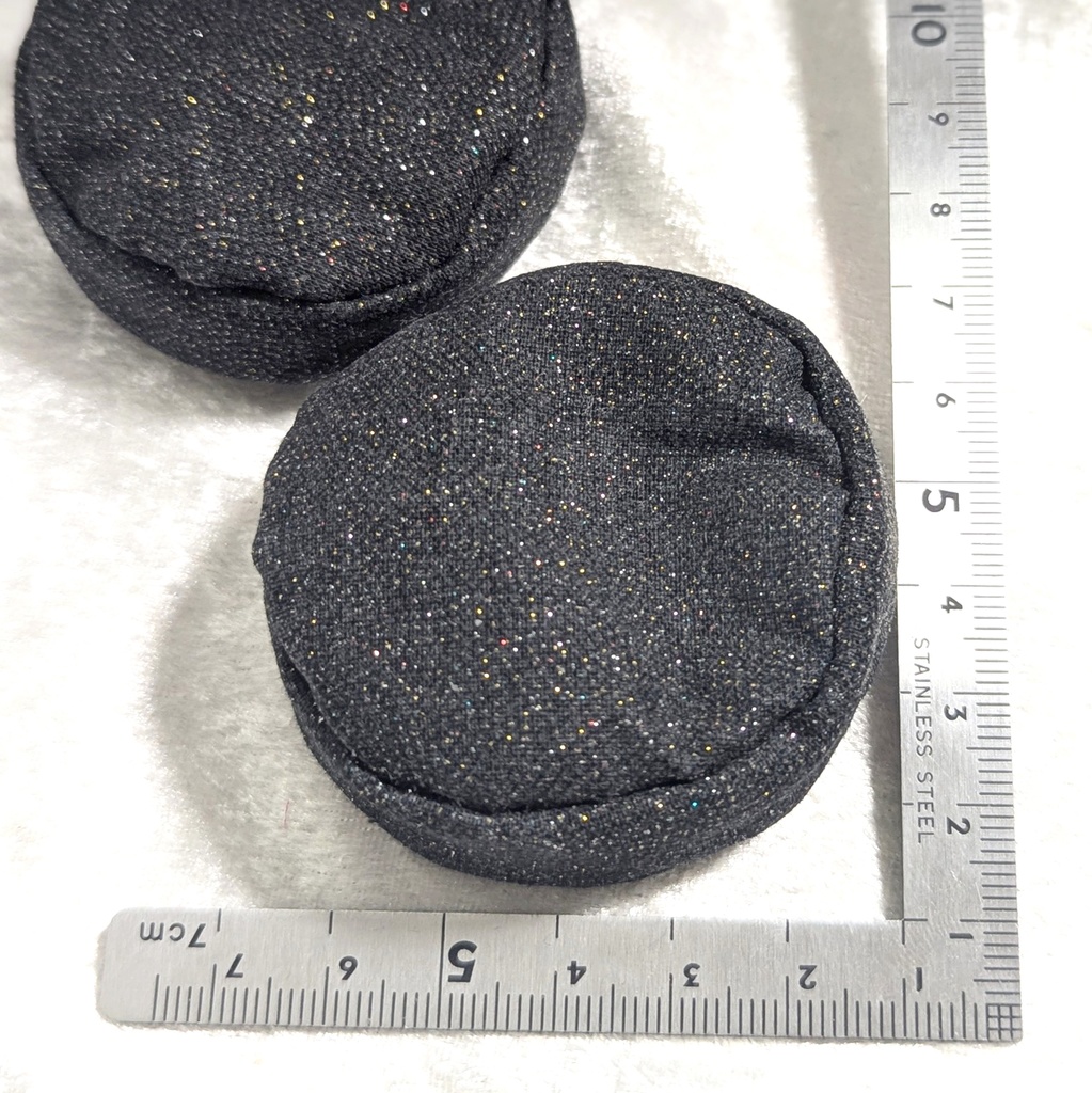 ミニチュアビーズクッション/ラウンド型 グリッター生地+黒色・2個