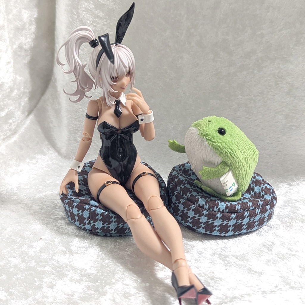 ミニチュアビーズクッション/ラウンド型 千鳥柄チョコミント・2個