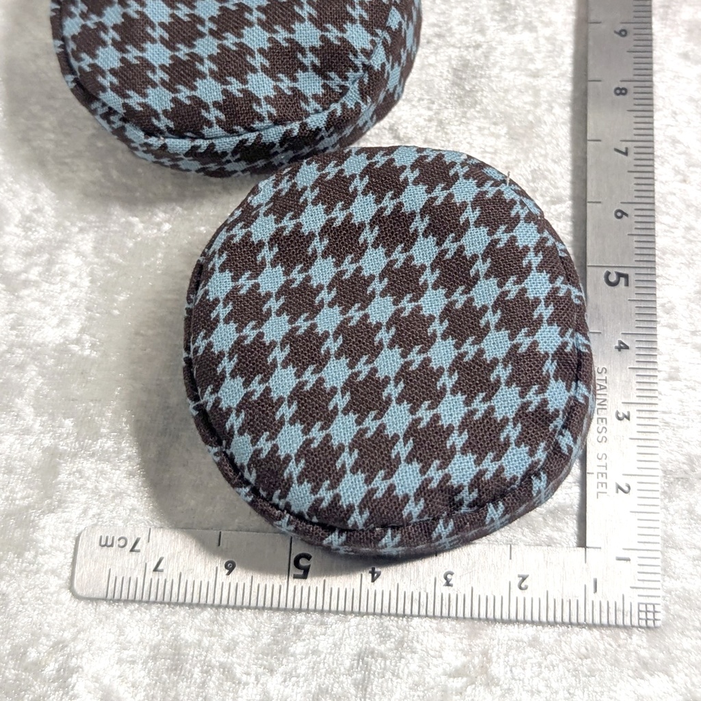 ミニチュアビーズクッション/ラウンド型 千鳥柄チョコミント・2個