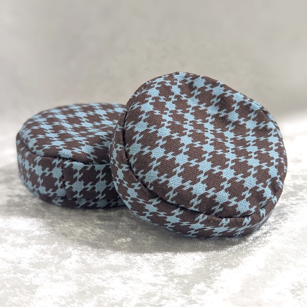 ミニチュアビーズクッション/ラウンド型 千鳥柄チョコミント・2個