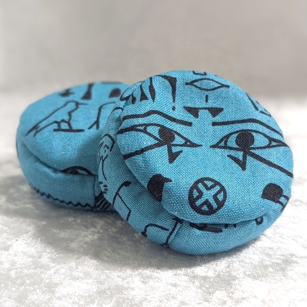 ミニチュアビーズクッション/ラウンド型 ヒエログリフ+ブルー・2個