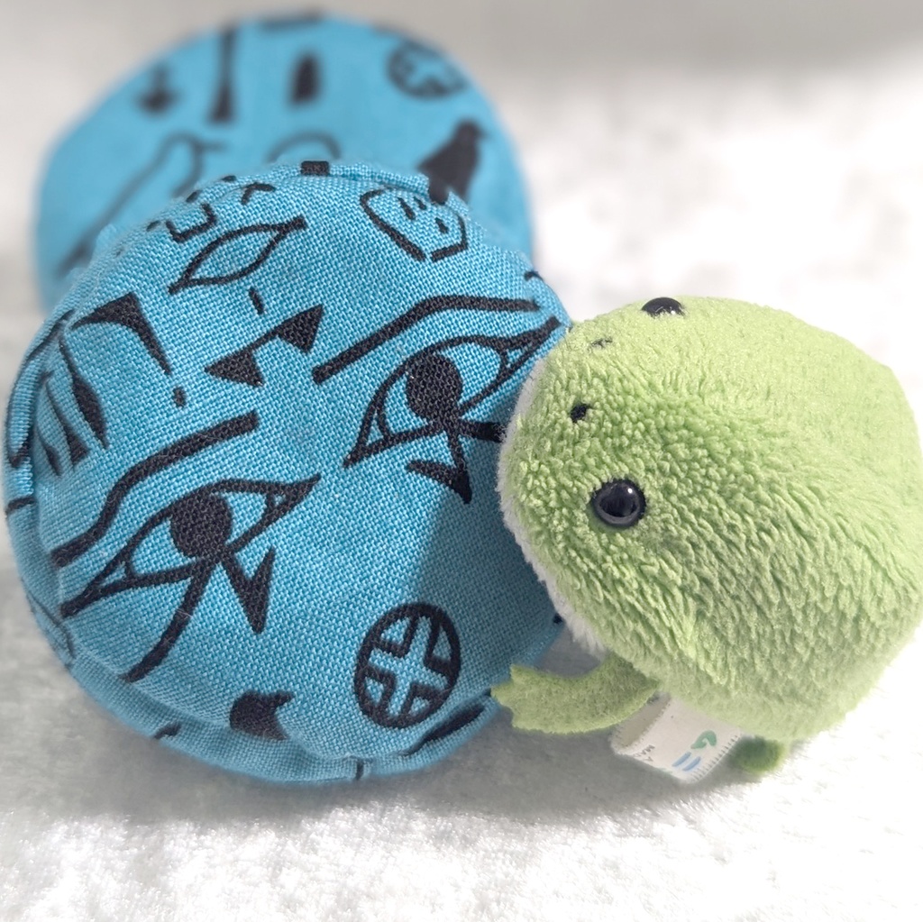 ミニチュアビーズクッション/ラウンド型 ヒエログリフ+ブルー・2個