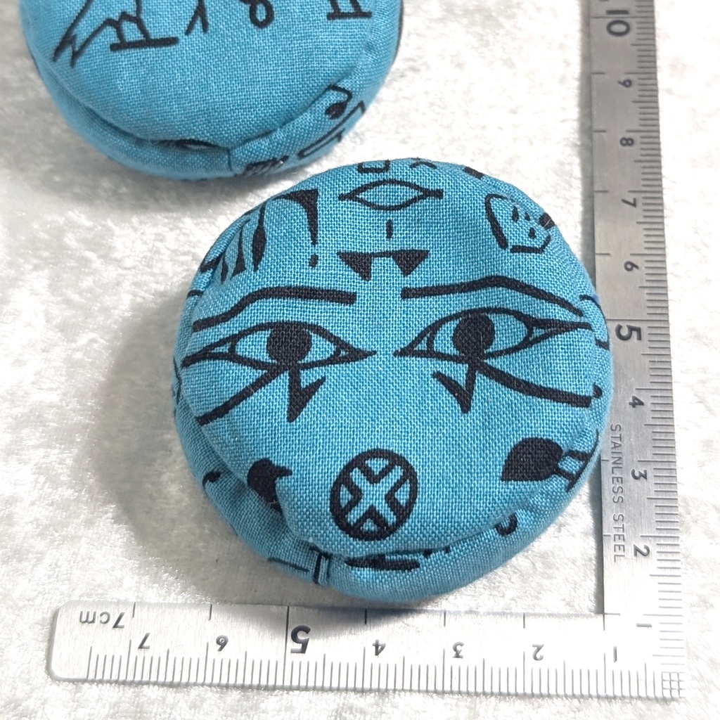 ミニチュアビーズクッション/ラウンド型 ヒエログリフ+ブルー・2個
