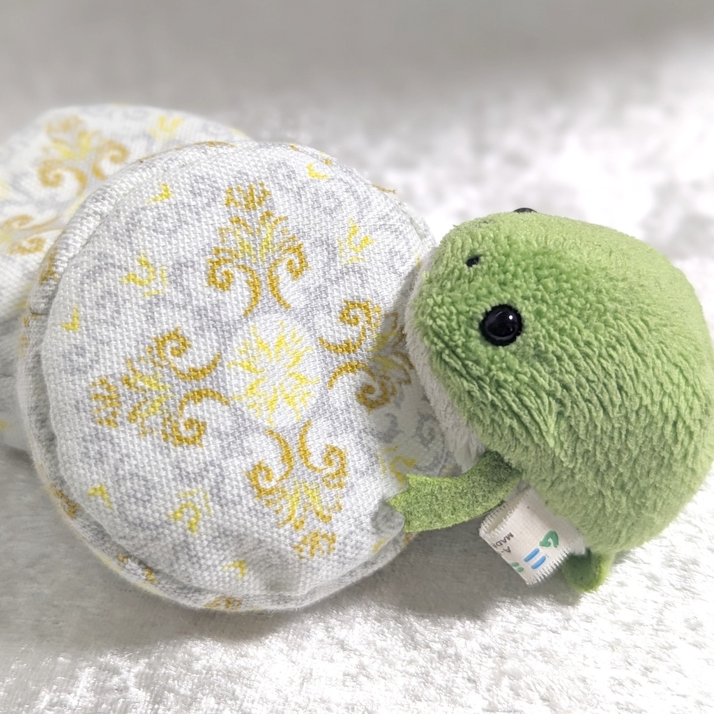 ミニチュアビーズクッション/ラウンド型 アラベスク柄イエロー・2個