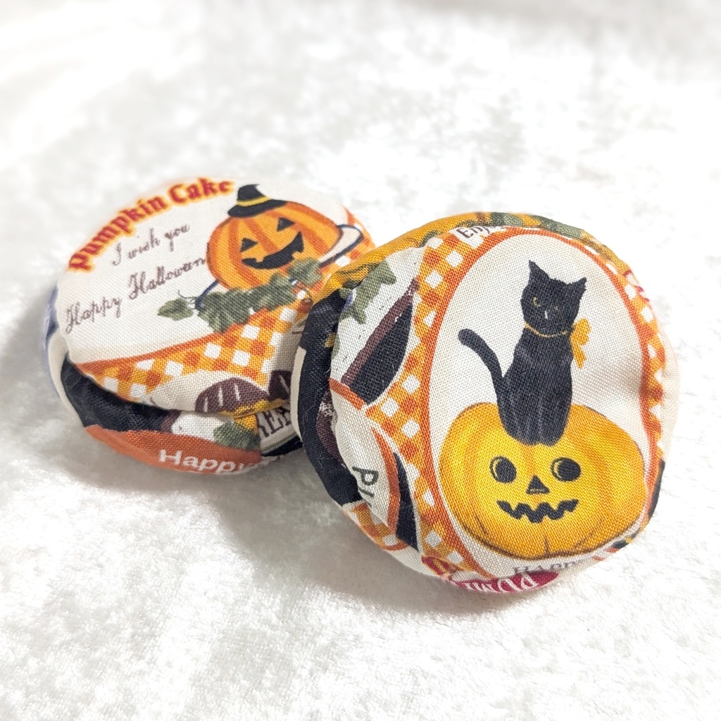 ミニチュアビーズクッション/ラウンド型 ハロウィン柄・E・2個