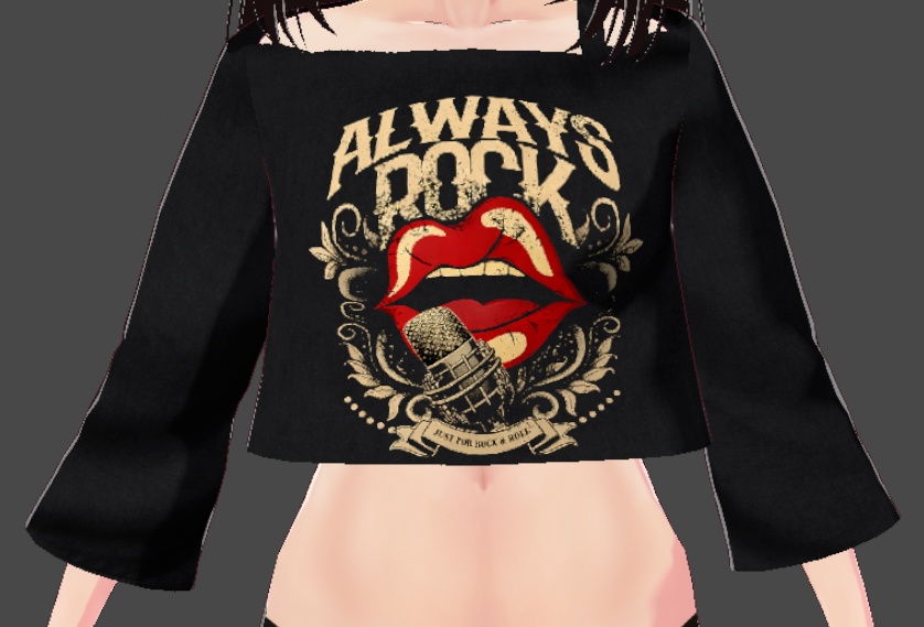 オフショルダー・ブラックトップ(高品質・HD・3種セット) / Off-Shoulder Black Top (High Quality · 3 Variations)