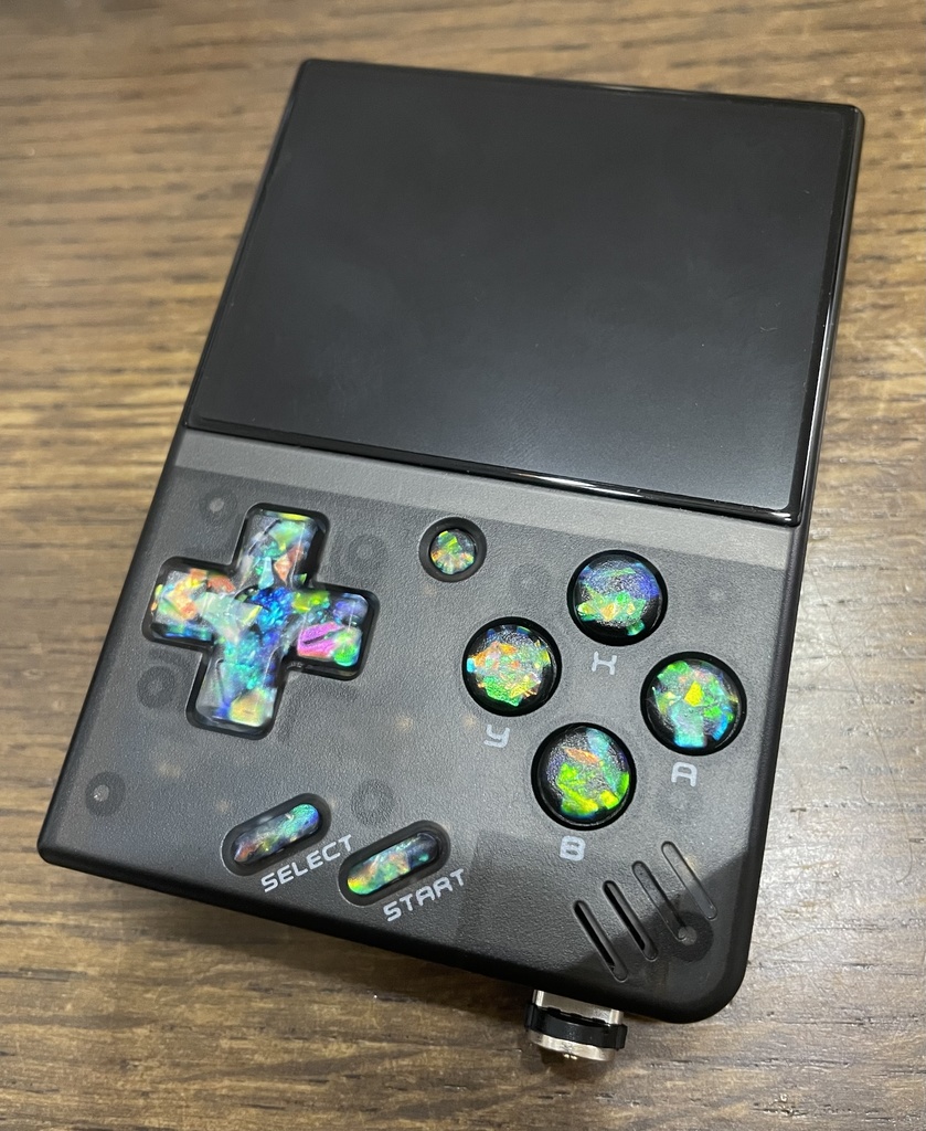 Miyoo mini用 ボタンセット(電源ボタン付属) ブラックホロフレーク