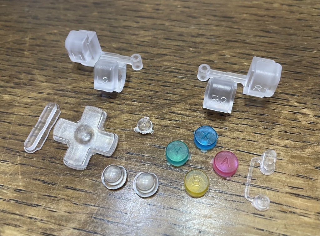 RG35XX SP用 ボタンフルセット クリアー×SFCクリアーカラー