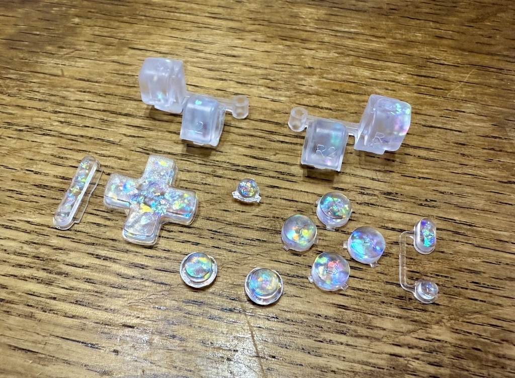 RG35XX SP用 ボタンフルセット クリアーホロフレーク