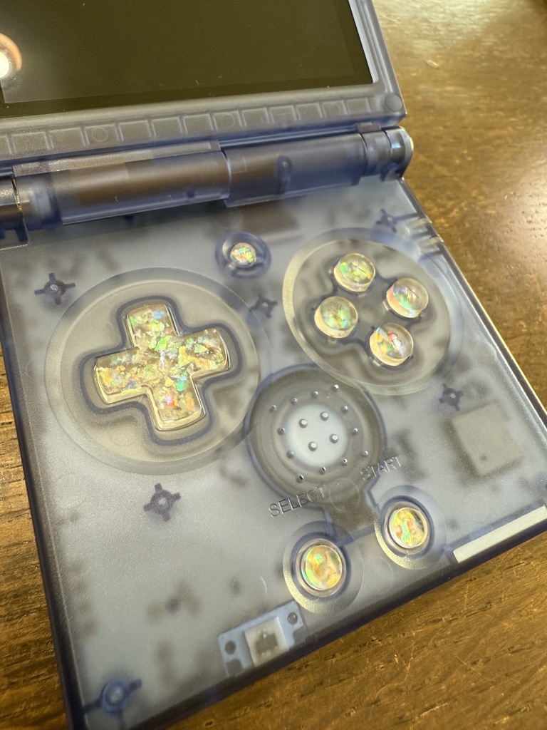 RG35XX SP用 ボタンフルセット クリアーホロフレーク