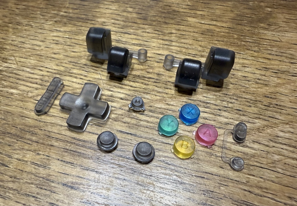 RG35XX SP用 ボタンフルセット クリアーブラック×SFCクリアーカラー